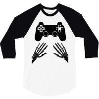 Funny Gamer Halloween Spooky Skeleton Hands Gift Kids Boys Girls Teens 3/4 Sleeve Shirt | Artistshot