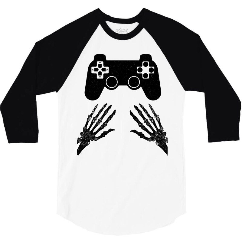 Funny Gamer Halloween Spooky Skeleton Hands Gift Kids Boys Girls Teens 3/4 Sleeve Shirt by thutrinh | Artistshot