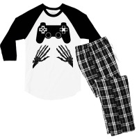 Funny Gamer Halloween Spooky Skeleton Hands Gift Kids Boys Girls Teens Men's 3/4 Sleeve Pajama Set | Artistshot