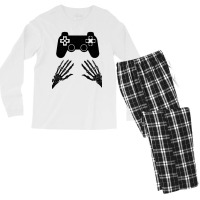 Funny Gamer Halloween Spooky Skeleton Hands Gift Kids Boys Girls Teens Men's Long Sleeve Pajama Set | Artistshot