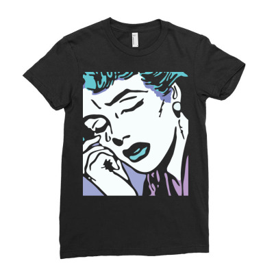 Sad Comic Girl Ladies Fitted T-shirt Designed By Bariteau Hannah