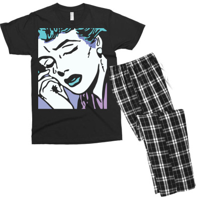 Sad Comic Girl Men's T-shirt Pajama Set Designed By Bariteau Hannah