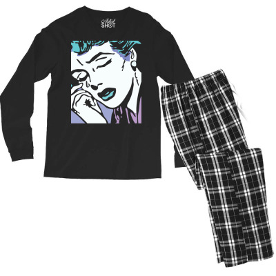 Sad Comic Girl Men's Long Sleeve Pajama Set Designed By Bariteau Hannah