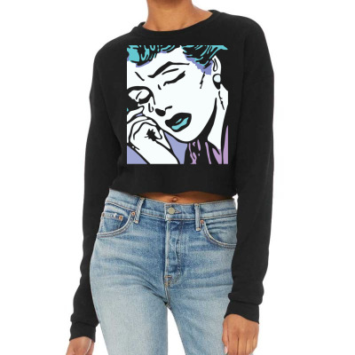 Sad Comic Girl Cropped Sweater Designed By Bariteau Hannah