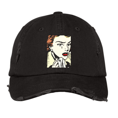 Crying Comic Girl Vintage Cap Designed By Bariteau Hannah
