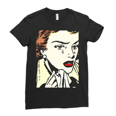 Crying Comic Girl Ladies Fitted T-shirt Designed By Bariteau Hannah