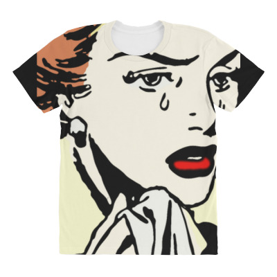 Crying Comic Girl All Over Women's T-shirt Designed By Bariteau Hannah