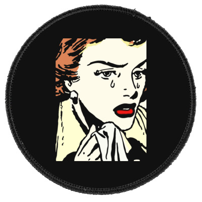 Crying Comic Girl Round Patch Designed By Bariteau Hannah