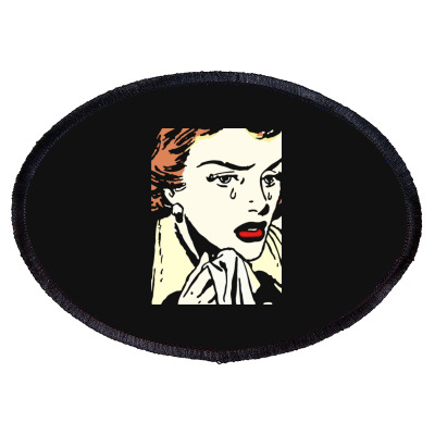 Crying Comic Girl Oval Patch Designed By Bariteau Hannah