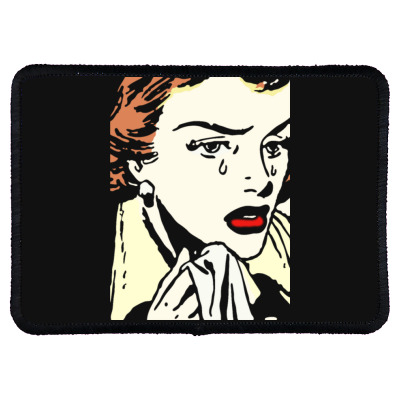 Crying Comic Girl Rectangle Patch Designed By Bariteau Hannah