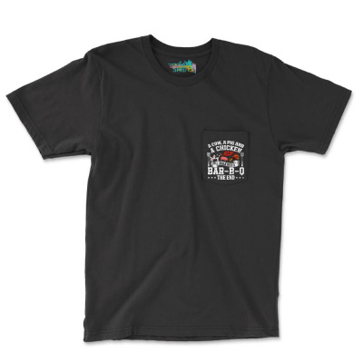 A Pig A Chicken And A Cow Bbq Pocket T-shirt Designed By Bariteau Hannah