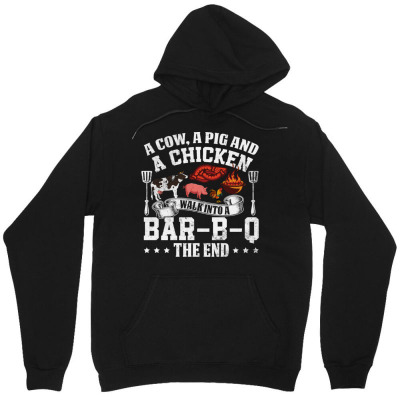A Pig A Chicken And A Cow Bbq Unisex Hoodie Designed By Bariteau Hannah