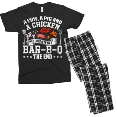 A Pig A Chicken And A Cow Bbq Men's T-shirt Pajama Set Designed By Bariteau Hannah