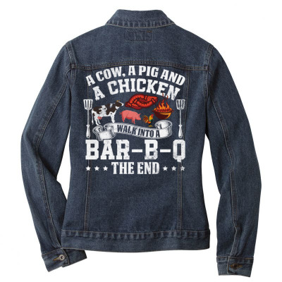 A Pig A Chicken And A Cow Bbq Ladies Denim Jacket Designed By Bariteau Hannah