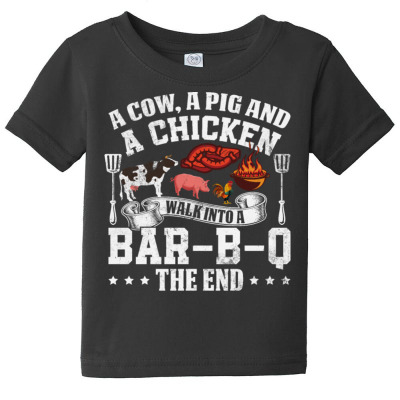 A Pig A Chicken And A Cow Bbq Baby Tee Designed By Bariteau Hannah