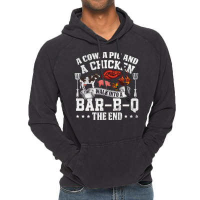 A Pig A Chicken And A Cow Bbq Vintage Hoodie Designed By Bariteau Hannah