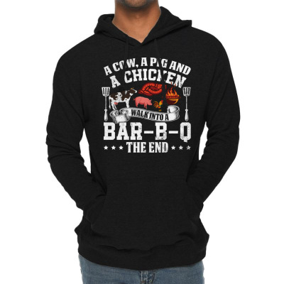 A Pig A Chicken And A Cow Bbq Lightweight Hoodie Designed By Bariteau Hannah