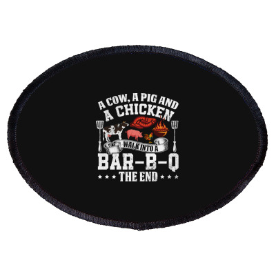 A Pig A Chicken And A Cow Bbq Oval Patch Designed By Bariteau Hannah