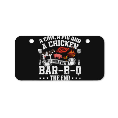 A Pig A Chicken And A Cow Bbq Bicycle License Plate Designed By Bariteau Hannah