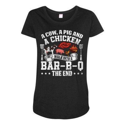 A Pig A Chicken And A Cow Bbq Maternity Scoop Neck T-shirt Designed By Bariteau Hannah