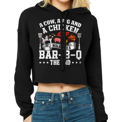 A Pig A Chicken And A Cow Bbq Cropped Hoodie Designed By Bariteau Hannah