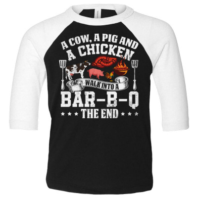 A Pig A Chicken And A Cow Bbq Toddler 3/4 Sleeve Tee Designed By Bariteau Hannah