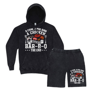 A Pig A Chicken And A Cow Bbq Vintage Hoodie And Short Set Designed By Bariteau Hannah