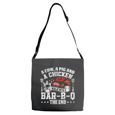 A Pig A Chicken And A Cow Bbq Adjustable Strap Totes Designed By Bariteau Hannah