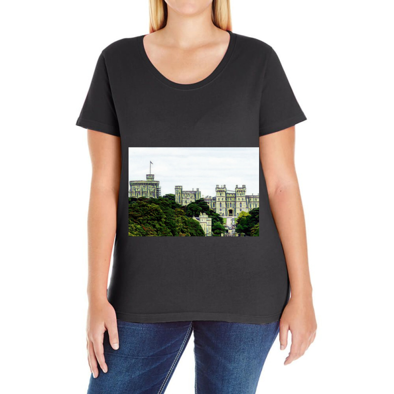 Vintage Windsor Castle 2 Ladies Curvy T-Shirt by cm-arts | Artistshot