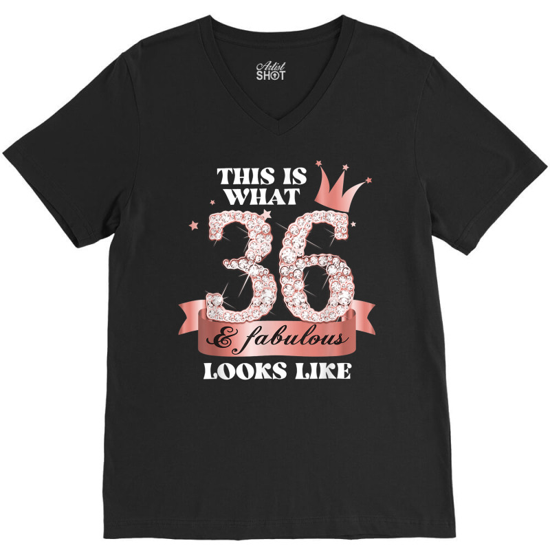 36 & Fabulous I Rose And Black Party Group Candid Photo Item V-neck Tee | Artistshot