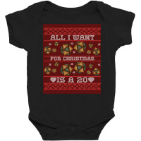 Funny 20 Dice Roll Pen And Paper Quote Ugly Christmas Sweater Design Baby Bodysuit | Artistshot