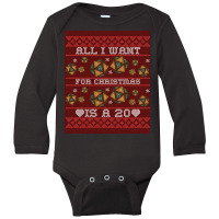 Funny 20 Dice Roll Pen And Paper Quote Ugly Christmas Sweater Design Long Sleeve Baby Bodysuit | Artistshot