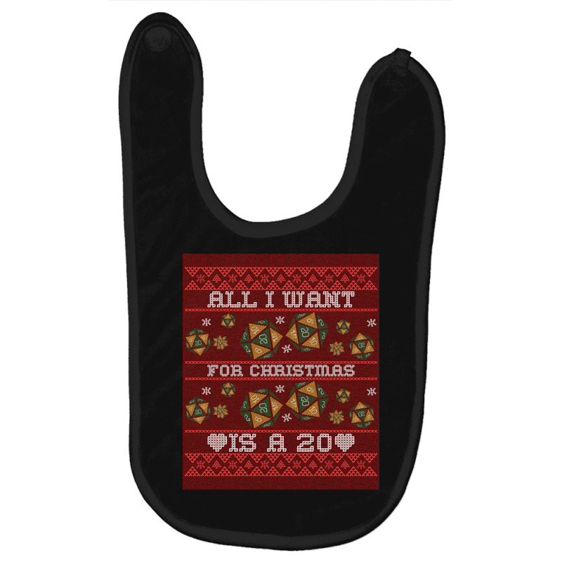 Funny 20 Dice Roll Pen And Paper Quote Ugly Christmas Sweater Design Baby Bibs | Artistshot