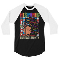 Latina Woman Art Hispanic Heritage Month Latin Country Flags 3/4 Sleeve Shirt | Artistshot