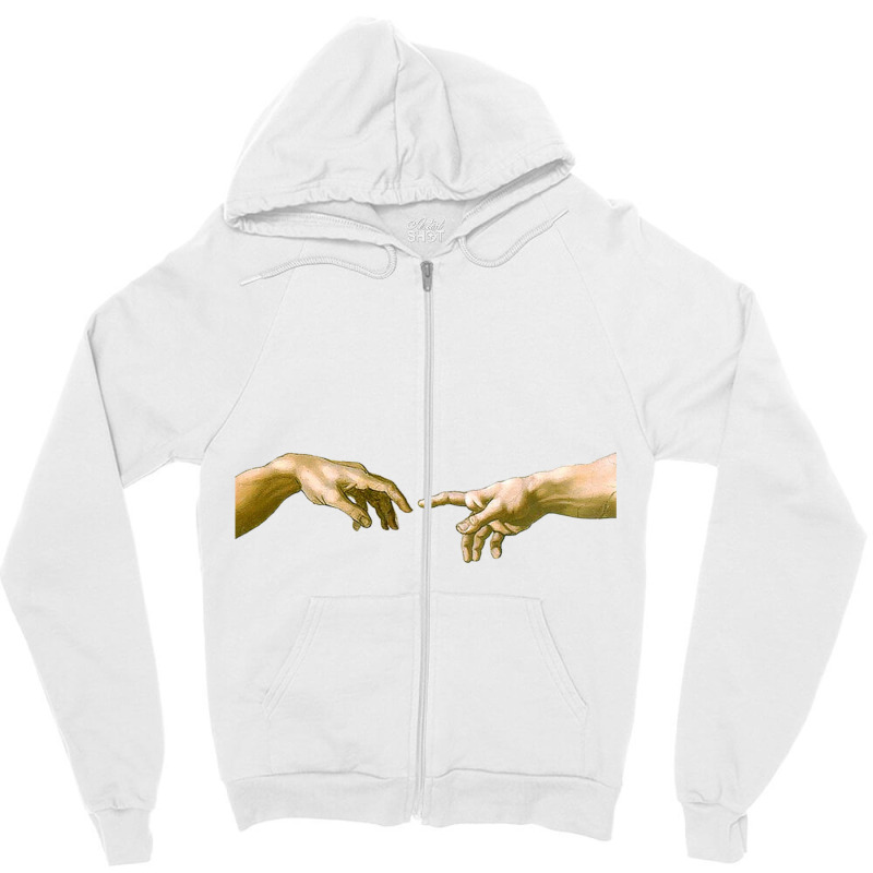 Touch Of God, The Creation Of Adam, (close Up), Michelangelo, 1510, Ge Zipper Hoodie by SAUNDRAHARDAWAY | Artistshot