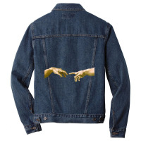 Touch Of God, The Creation Of Adam, (close Up), Michelangelo, 1510, Ge Men Denim Jacket | Artistshot