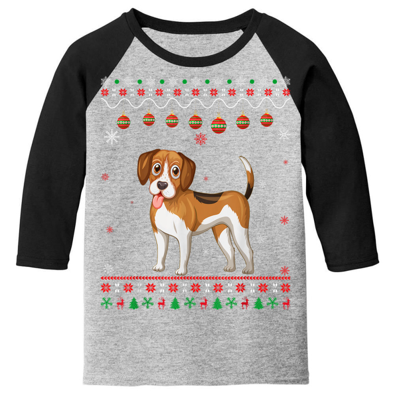 Beagle Dog Ugly Xmas Design Matching Ugly Christmas Holiday Youth 3/4 Sleeve | Artistshot