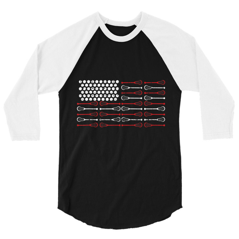 Lacrosse American Flag Lax Mom 3/4 Sleeve Shirt by cm-arts | Artistshot