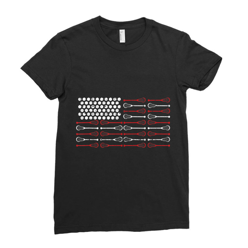 Lacrosse American Flag Lax Mom Ladies Fitted T-Shirt by cm-arts | Artistshot