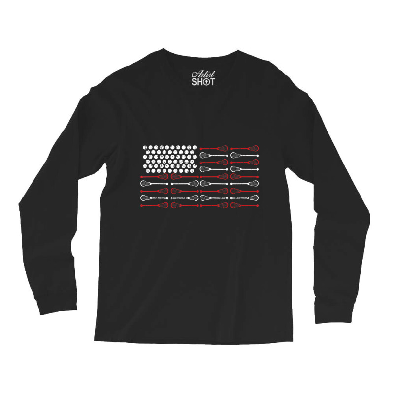 Lacrosse American Flag Lax Mom Long Sleeve Shirts by cm-arts | Artistshot