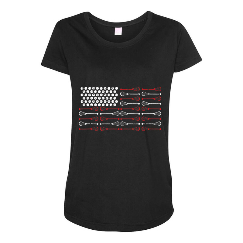 Lacrosse American Flag Lax Mom Maternity Scoop Neck T-shirt by cm-arts | Artistshot