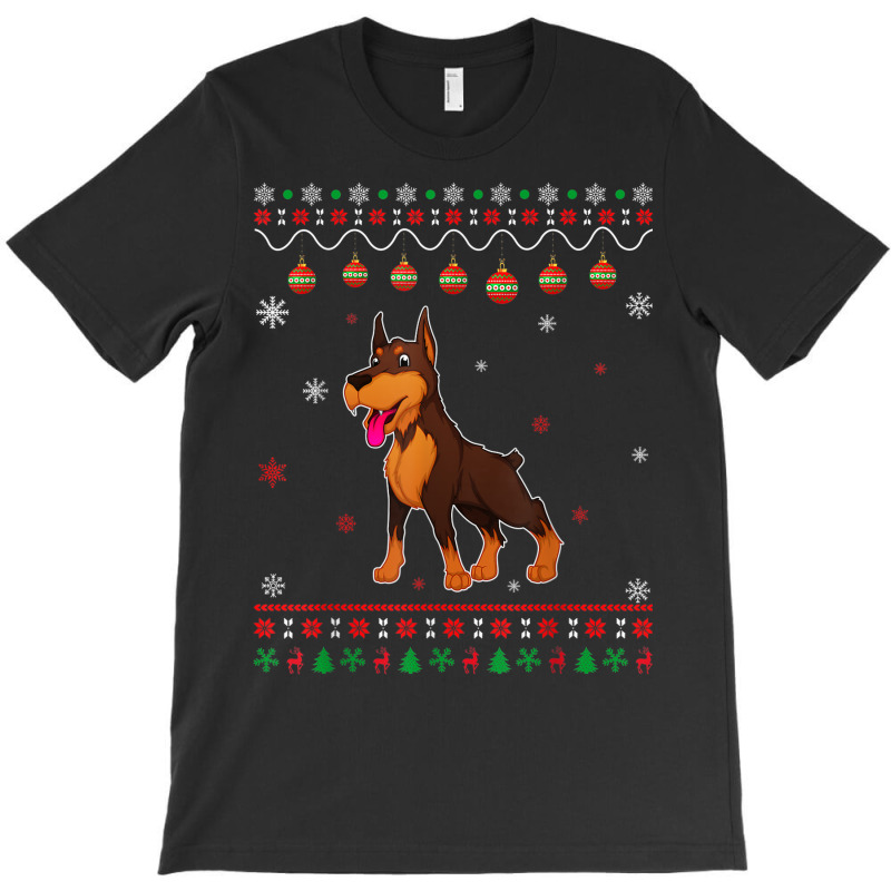 Dobermann Dog Ugly Design Matching Ugly Christmas Holiday T-shirt | Artistshot