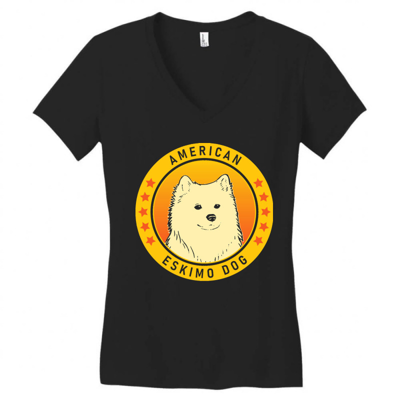 American Eskimo Dog American Eskimo Dog Portrait Women's V-Neck T-Shirt by netheriteshepherd | Artistshot