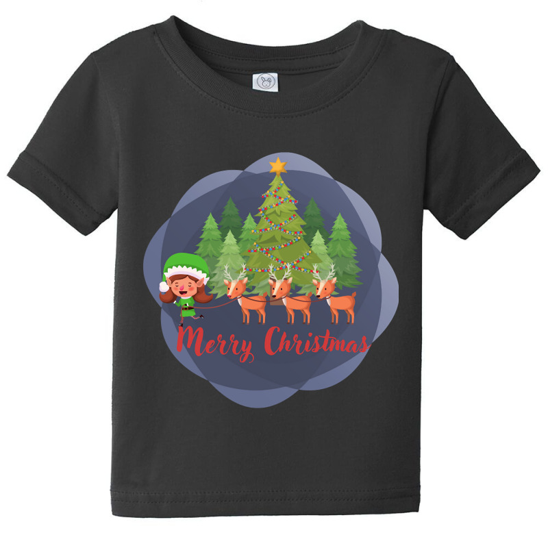 Elf And Reindeers Baby Tee by Mello Greenwood | Artistshot