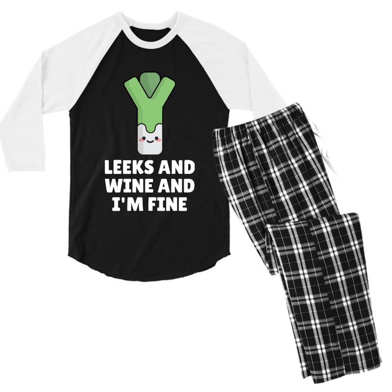 Leeks Leeks And Wine And I' M Fine Men's 3/4 Sleeve Pajama Set | Artistshot