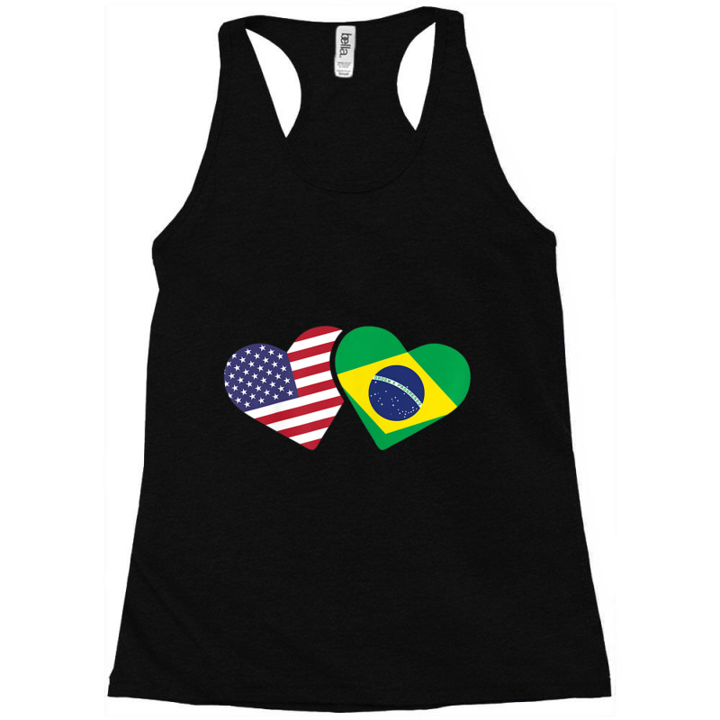 Womens Brazil Usa Flag Heart Brazilian Americans Love Cute Racerback Tank by cm-arts | Artistshot