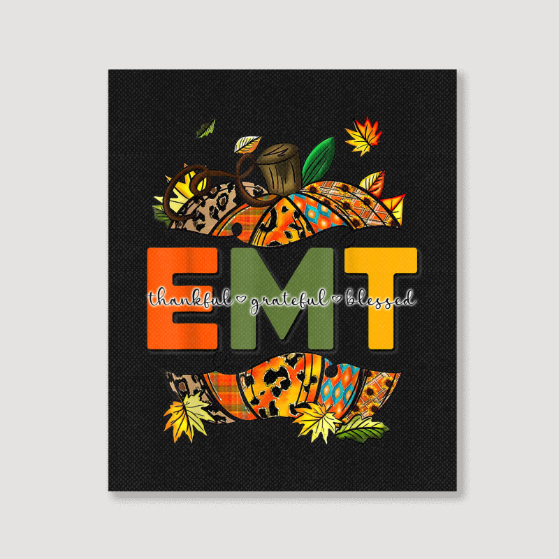 Emergency Medical Technicians Pumpkin Cute Autumn Halloween Portrait Canvas Print | Artistshot