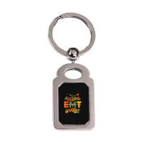 Emergency Medical Technicians Pumpkin Cute Autumn Halloween Silver Rectangle Keychain | Artistshot