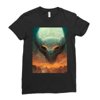 Huge Alien Head Arriving In The Earth One Ladies Fitted T-shirt | Artistshot