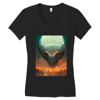 Huge Alien Head Arriving In The Earth One Women's V-neck T-shirt | Artistshot